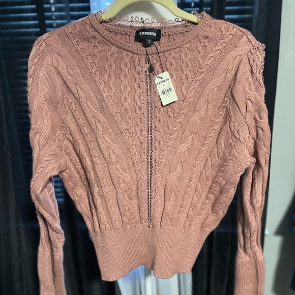 New Express Mauve Cable Knit Open Stitch Sweater. Size Small. - Picture 1 of 2